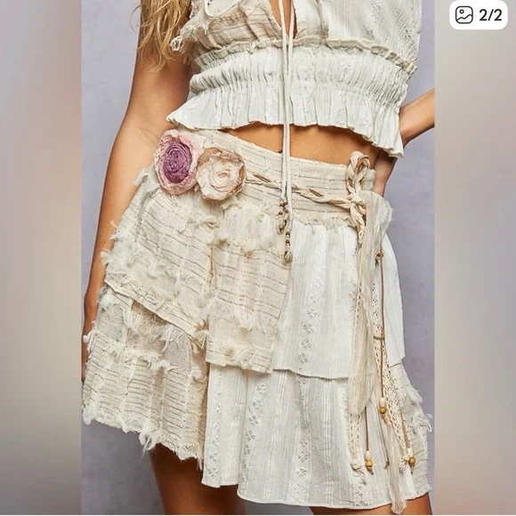 POL Cream and Pink Floral Belt - Picture 2 of 2